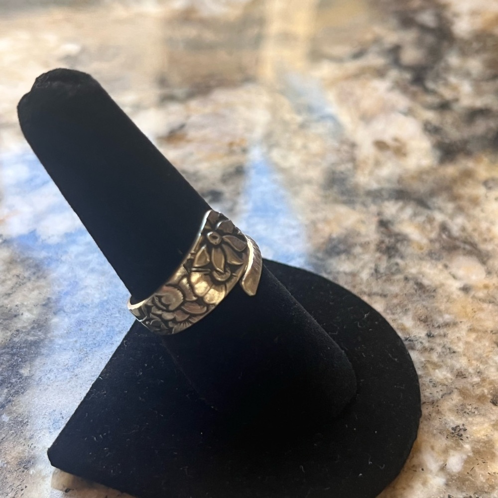 Floral Sterling Silver Spoon Ring - Picture 2 of 4